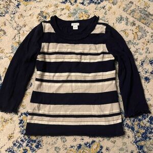 Kate Spade Navy and Cream Striped Crew Neck Sweater